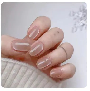 24Pcs Nude Pink Short Round Press-On Nails