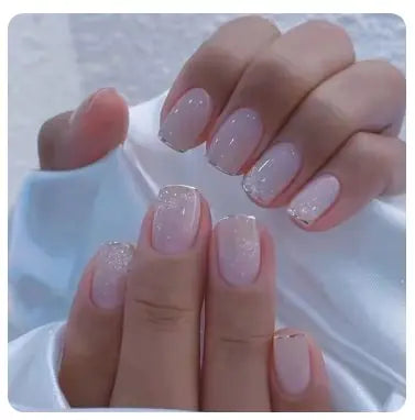 24Pcs Nude Pink Short Round Press-On Nails